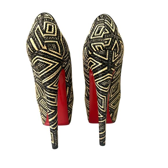 Christian Louboutin Daffodile 160 Platform Pumps Panama Black Cream 38.5 - Picture 3 of 14